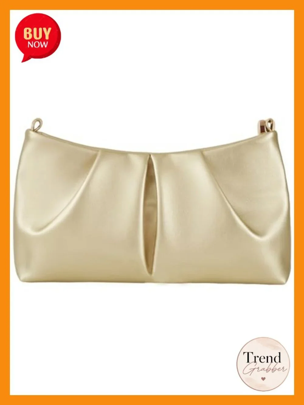 PU Leather Ruched Clutch Evening Bag with Detachable Chain Crossbody Strap